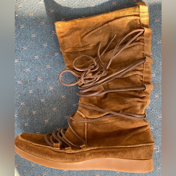 Michael Kors Moccasin Style Calf High Boots Shoes Brown Suede Womens 8 - Picture 10 of 14